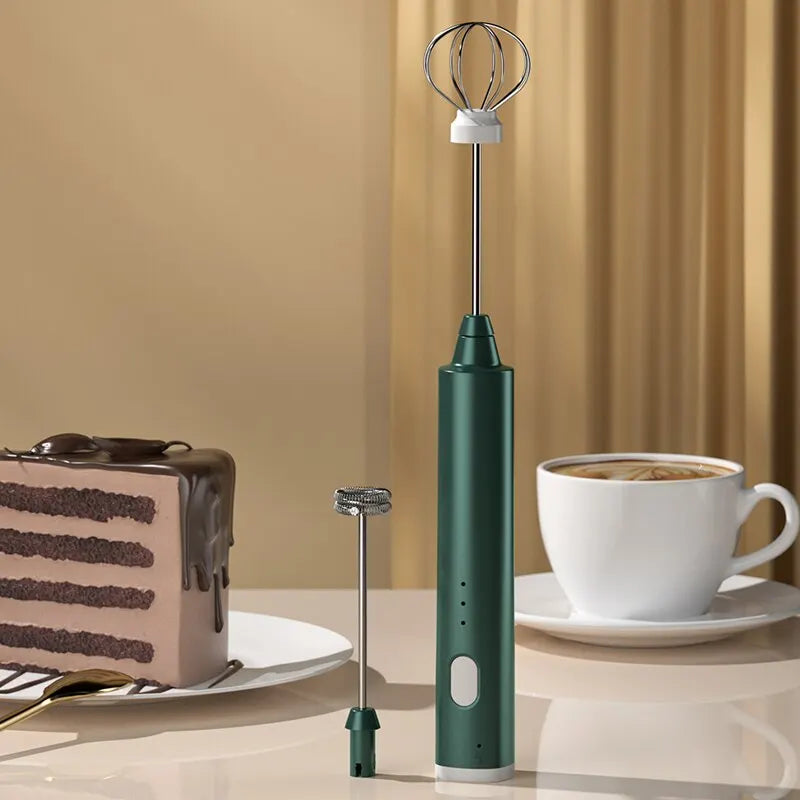 USB Rechargeable Handheld Milk Frother & Egg Beater 3-Speed Electric Mixer