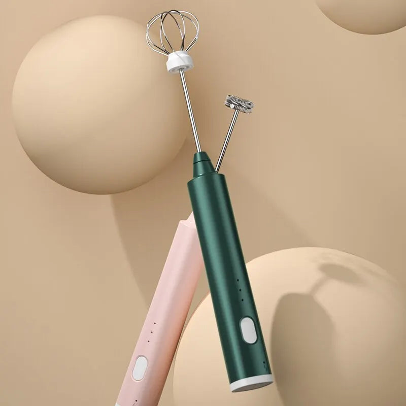 USB Rechargeable Handheld Milk Frother & Egg Beater 3-Speed Electric Mixer