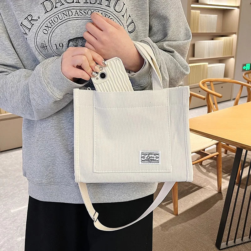 Corduroy Crossbody Tote – Casual & Stylish Travel Shoulder Bag
