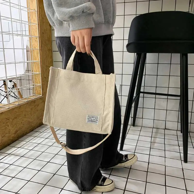 Corduroy Crossbody Tote – Casual & Stylish Travel Shoulder Bag