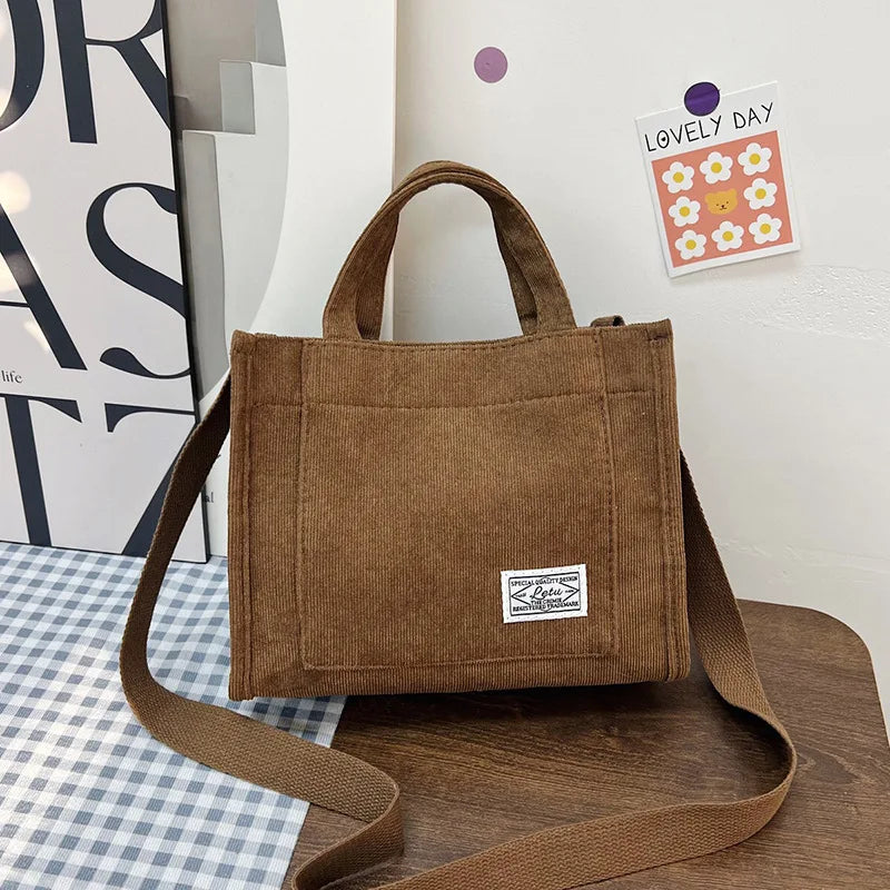 Corduroy Crossbody Tote – Casual & Stylish Travel Shoulder Bag