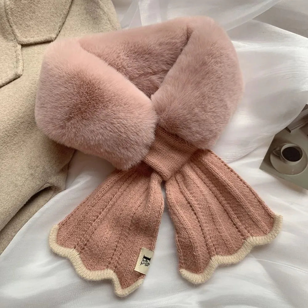 Winter Plush Fur Neck Scarf for Women