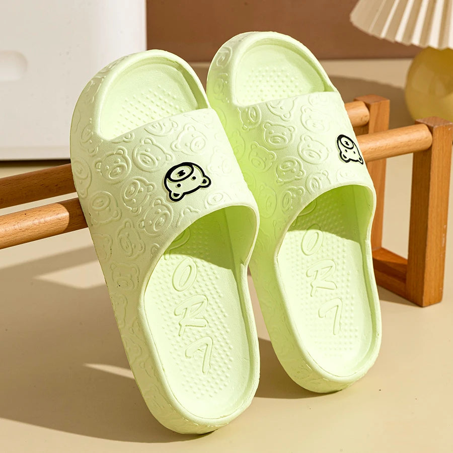 Cute Bear Print Slippers – Soft Non-Slip Indoor Sandals for Men & Women