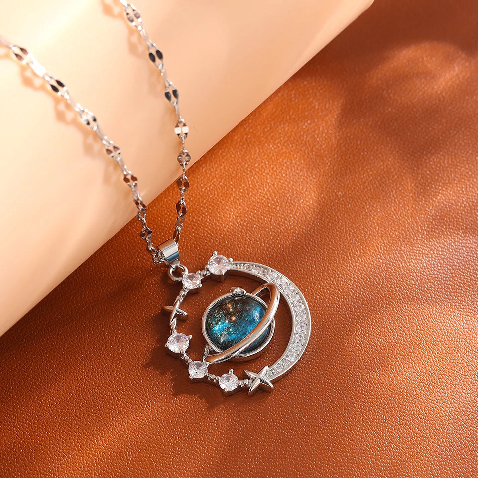 Gold Star Series Necklace – Planet, Moon & Astronaut Pendants