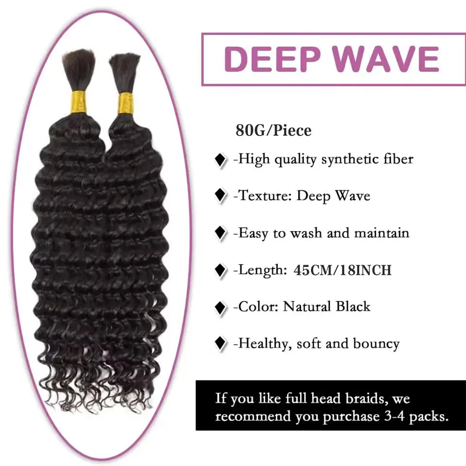 Synthetic 18" Deep Wave Braiding Hair