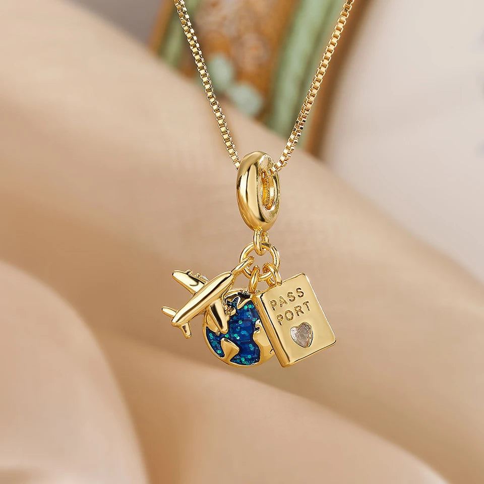Gold Star Series Necklace – Planet, Moon & Astronaut Pendants