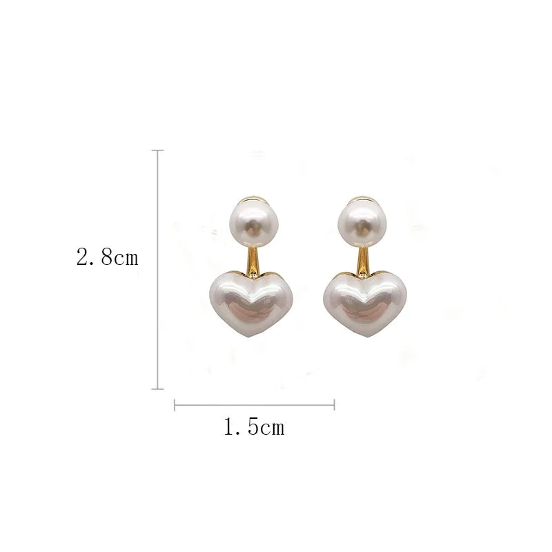 Elegant Heart & Pearl Stud Earrings