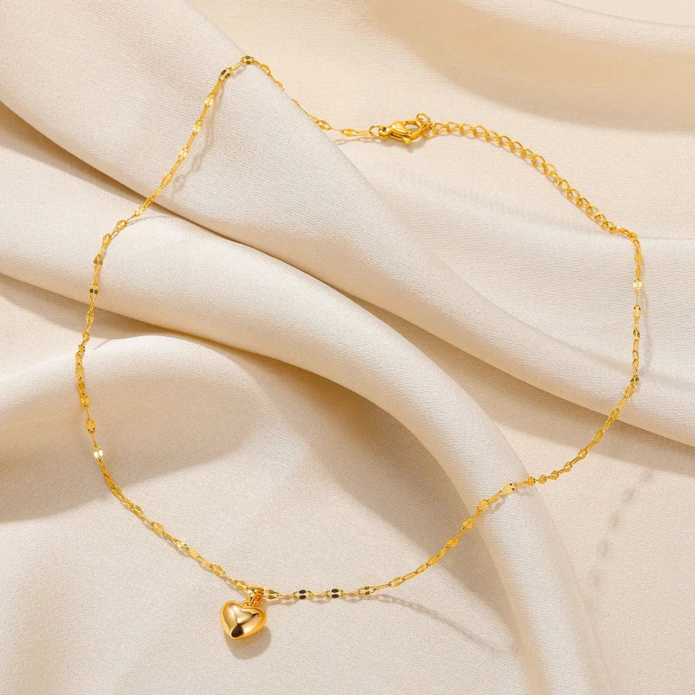 Heart & Lip Pendant Necklace – Trendy Stainless Steel Jewelry