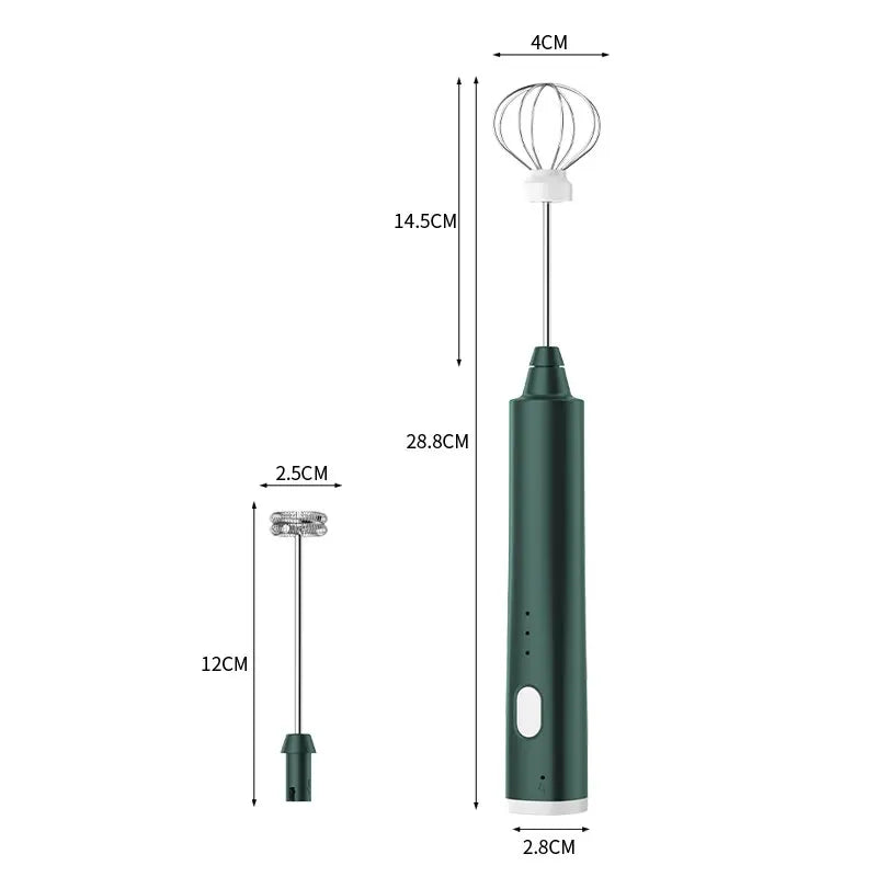 USB Rechargeable Handheld Milk Frother & Egg Beater 3-Speed Electric Mixer