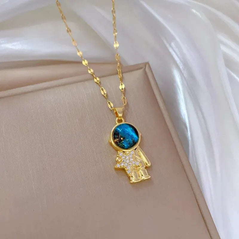 Gold Star Series Necklace – Planet, Moon & Astronaut Pendants