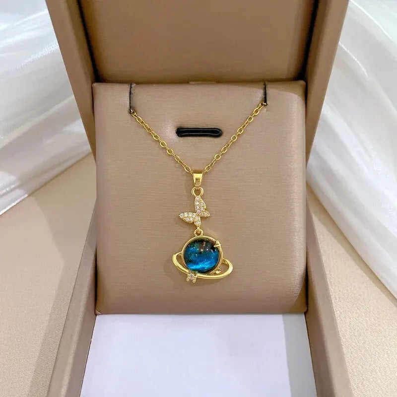 Gold Star Series Necklace – Planet, Moon & Astronaut Pendants