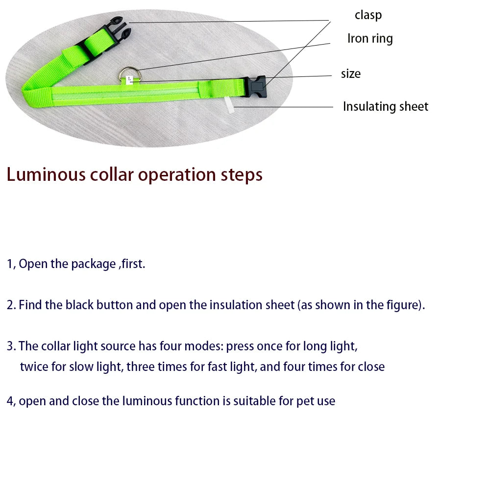 Nylon LED Night Safety Flashing Glow Pet Dog Collar