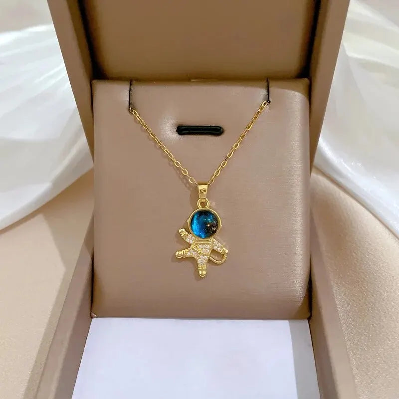 Gold Star Series Necklace – Planet, Moon & Astronaut Pendants