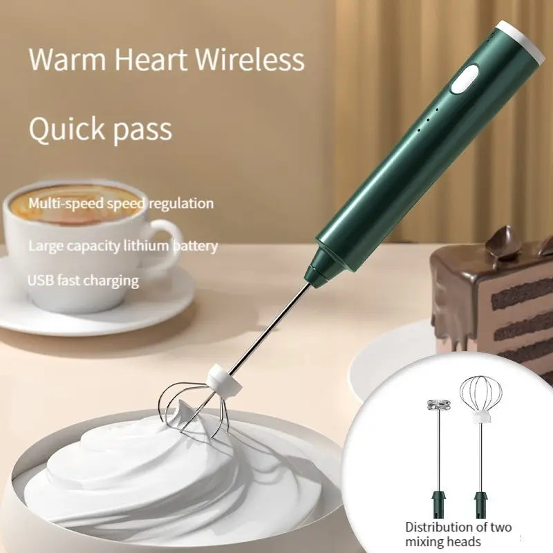 USB Rechargeable Handheld Milk Frother & Egg Beater 3-Speed Electric Mixer