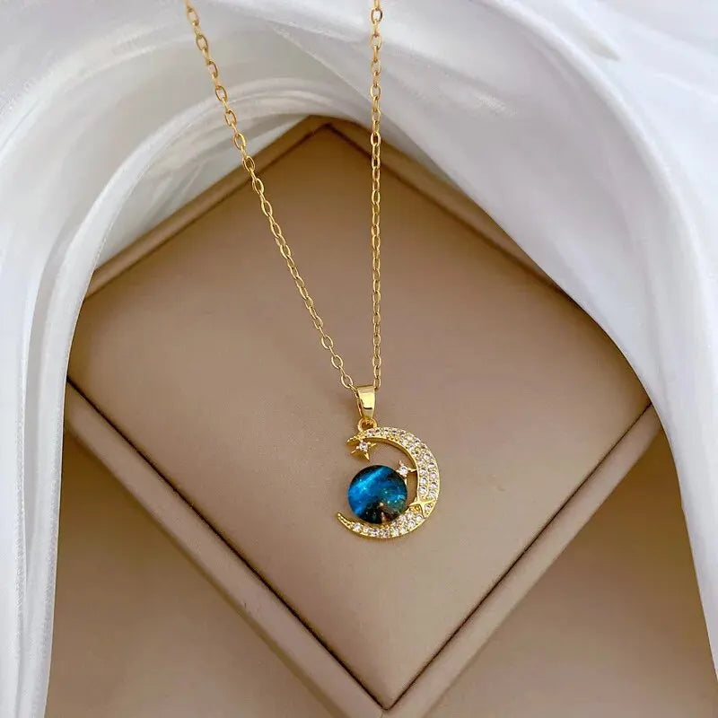 Gold Star Series Necklace – Planet, Moon & Astronaut Pendants