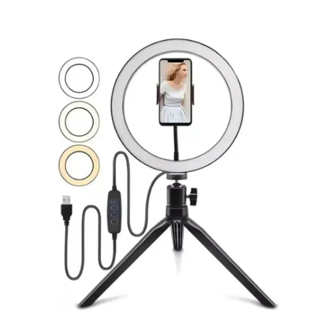 8-Inch Ring Light with Table Tripod and Phone Holder