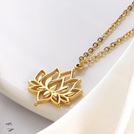 Lotus Flower Pendant Necklace for Women