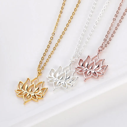 Lotus Flower Pendant Necklace for Women