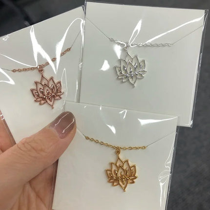 Lotus Flower Pendant Necklace for Women