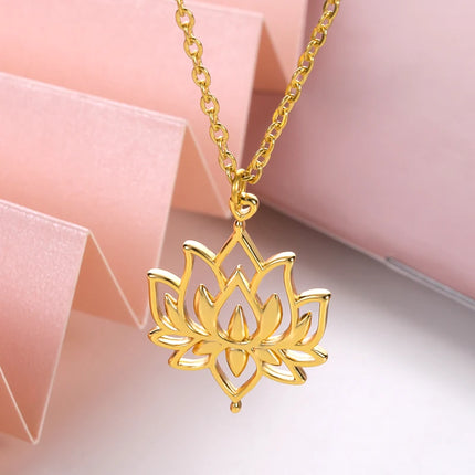 Lotus Flower Pendant Necklace for Women