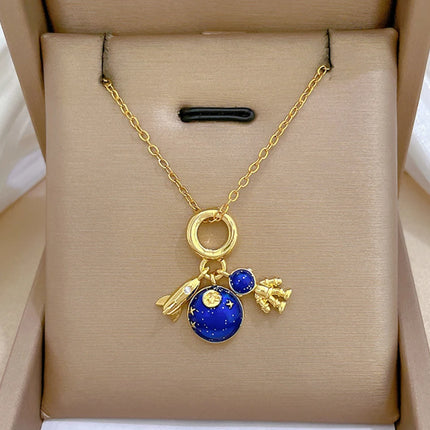 Gold Star Series Necklace – Planet, Moon & Astronaut Pendants