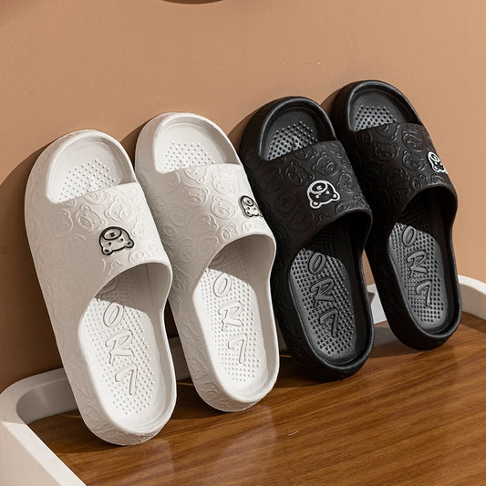 Cute Bear Print Slippers – Soft Non-Slip Indoor Sandals for Men & Women