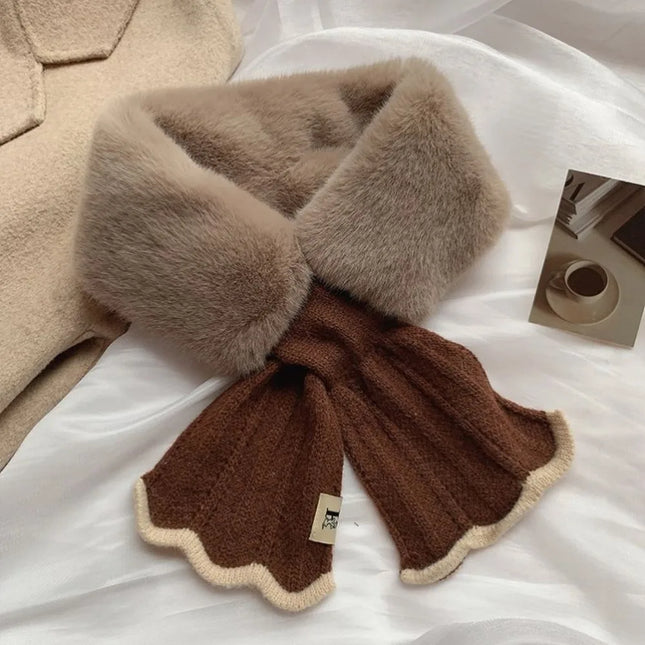 Winter Plush Fur Neck Scarf for Women