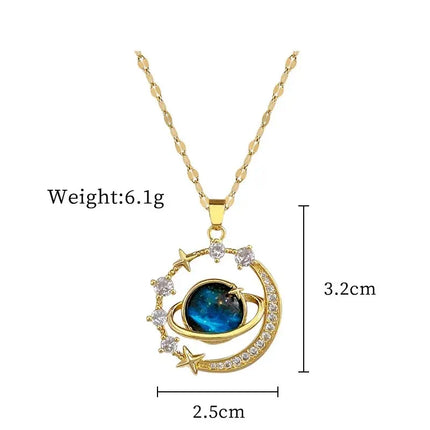 Gold Star Series Necklace – Planet, Moon & Astronaut Pendants