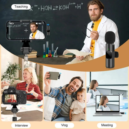 New Wireless Lavalier Microphone Portable Audio Video Recording Mini Mic