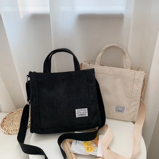 Corduroy Crossbody Tote – Casual & Stylish Travel Shoulder Bag