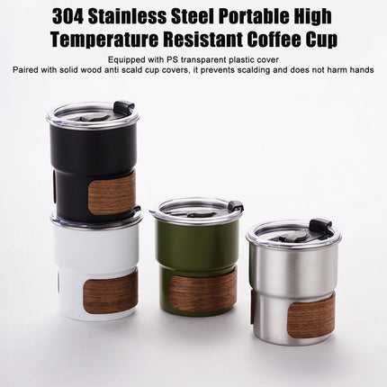 Stainless Steel Coffe Mug with Lid Portable Heat Resistant for Outdoor Picnic