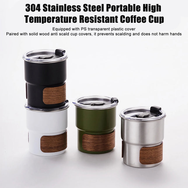 Stainless Steel Coffe Mug with Lid Portable Heat Resistant for Outdoor Picnic