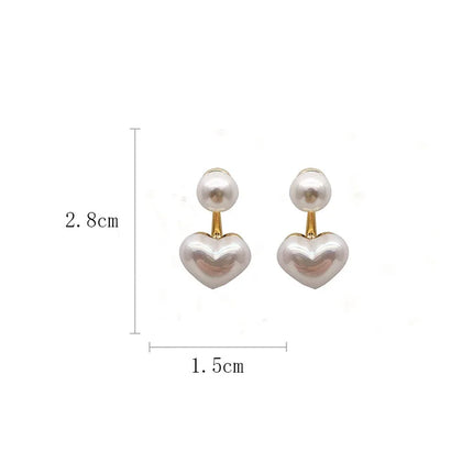Elegant Heart & Pearl Stud Earrings