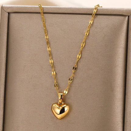 Heart & Lip Pendant Necklace – Trendy Stainless Steel Jewelry