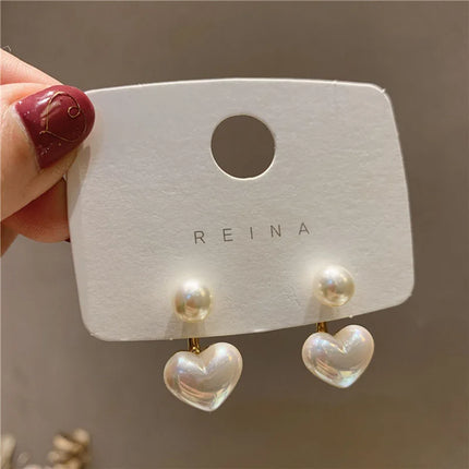 Elegant Heart & Pearl Stud Earrings