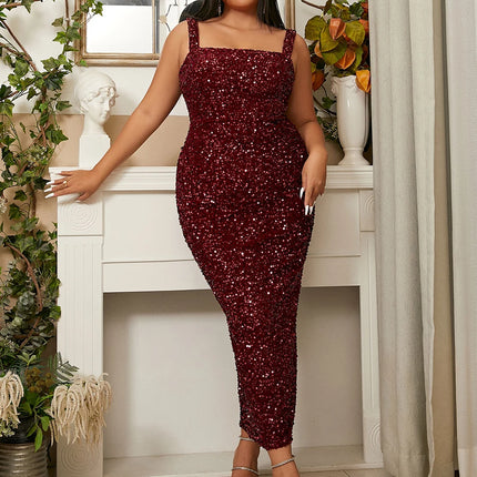 Missord Grey Sequin Plus Size Party Dress