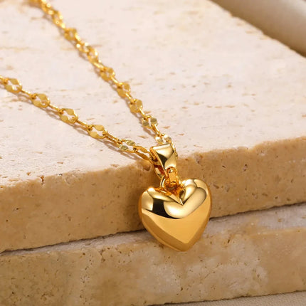 Heart & Lip Pendant Necklace – Trendy Stainless Steel Jewelry