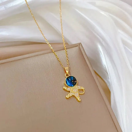 Gold Star Series Necklace – Planet, Moon & Astronaut Pendants