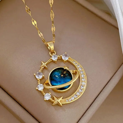 Gold Star Series Necklace – Planet, Moon & Astronaut Pendants