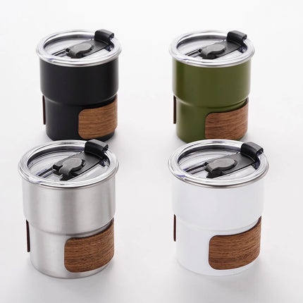 Stainless Steel Coffe Mug with Lid Portable Heat Resistant for Outdoor Picnic