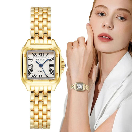 Luxury Women's Square Quartz Watch – Stainless Steel Strap, Fashion Gift