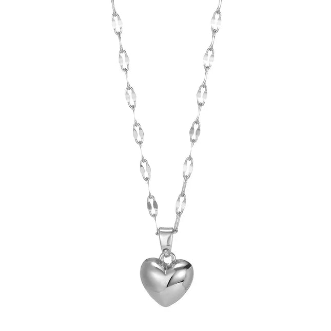 Heart & Lip Pendant Necklace – Trendy Stainless Steel Jewelry