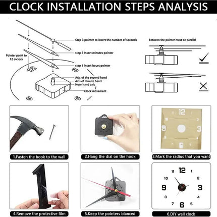 Creative Frameless DIY Wall Clock with Silent Mechanism